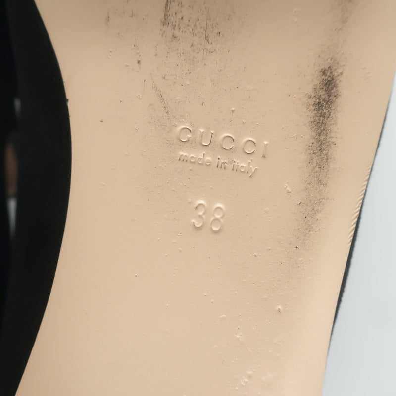 Gucci Etoile Faux Pearl &amp; Bee Embellished Velvet Loafers Black Size 38