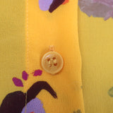 Altuzarra Cold Shoulder Midi Dress Yellow Floral Print Silk Crepe Size 38