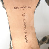 Manolo Blahnik Carolyne Metallic Leopard Print Suede Slingback Pumps Size 41
