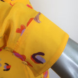 Altuzarra Cold Shoulder Midi Dress Yellow Floral Print Silk Crepe Size 38