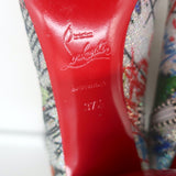 Christian Louboutin Loubitag Sequined Graffitti Ankle Boots Silver Size 37.5