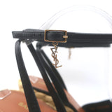 Saint Laurent Paloma 95 Espadrille Wedge Sandals Black Leather Size 38 NEW