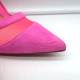 Christian Louboutin Galativi Pointed Toe Pumps Hot Pink Suede & Mesh Size 37.5
