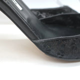 Manolo Blahnik Carolyne Metallic Laser Cut Slingback Pumps Black Size 42