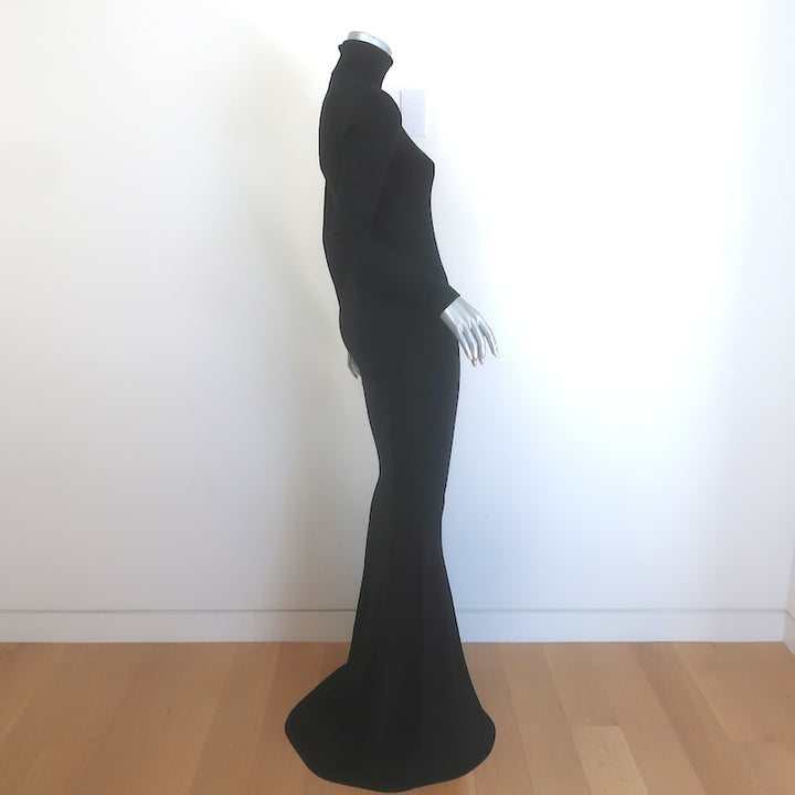 Saint Laurent Knit Turtleneck Gown Black Wool Size Medium Long Sleeve Maxi Dress NEW