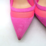 Christian Louboutin Galativi Pointed Toe Pumps Hot Pink Suede & Mesh Size 37.5