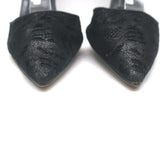 Manolo Blahnik Carolyne Metallic Laser Cut Slingback Pumps Black Size 42