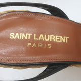 Saint Laurent Paloma 95 Espadrille Wedge Sandals Black Leather Size 38 NEW