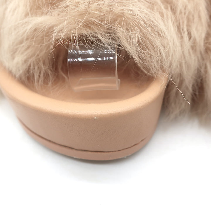 Jil Sander Toscana Shearling Slide Sandals Nude Size 39