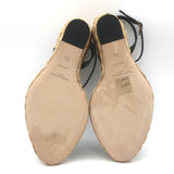 Saint Laurent Paloma 95 Espadrille Wedge Sandals Black Leather Size 38 NEW