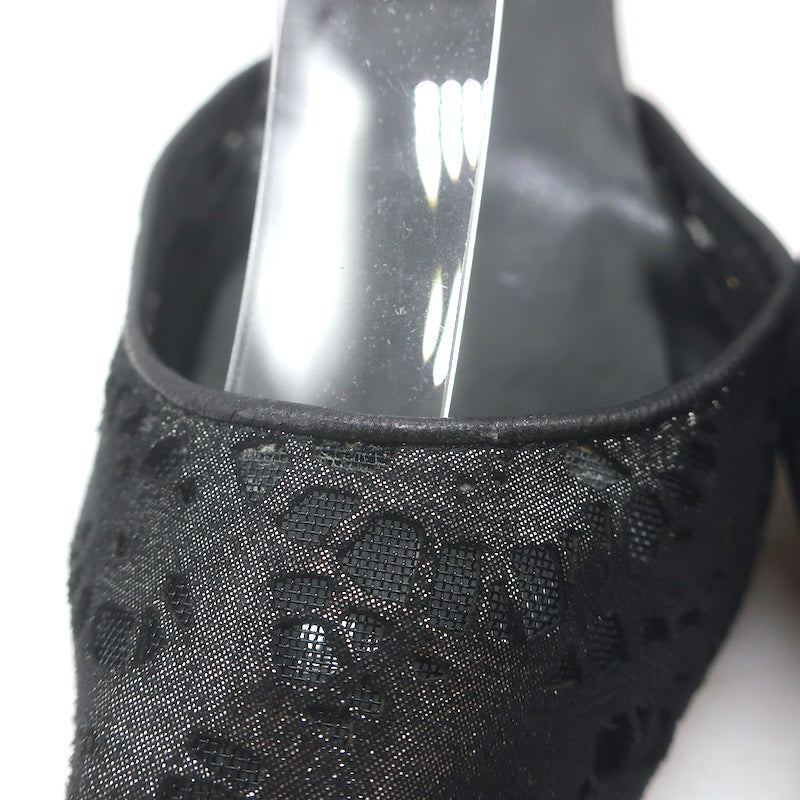 Manolo Blahnik Carolyne Metallic Laser Cut Slingback Pumps Black Size 42