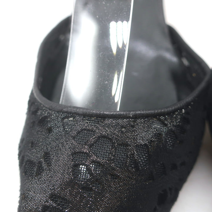 Manolo Blahnik Carolyne Metallic Laser Cut Slingback Pumps Black Size 42