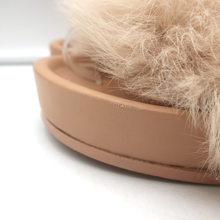 Jil Sander Toscana Shearling Slide Sandals Nude Size 39