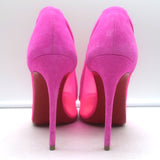 Christian Louboutin Galativi Pointed Toe Pumps Hot Pink Suede & Mesh Size 37.5