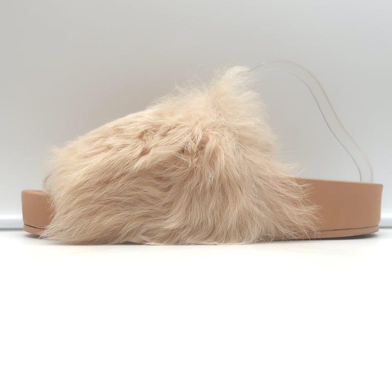 Jil Sander Toscana Shearling Slide Sandals Nude Size 39