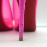 Christian Louboutin Galativi Pointed Toe Pumps Hot Pink Suede & Mesh Size 37.5
