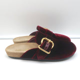 Prada Velvet Clogs Bordeaux Size 38 Flat Buckle Mules