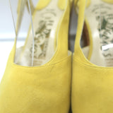 Salvatore Ferragamo Ida Cork Platform Wedge Sandals Yellow Suede Size 38.5