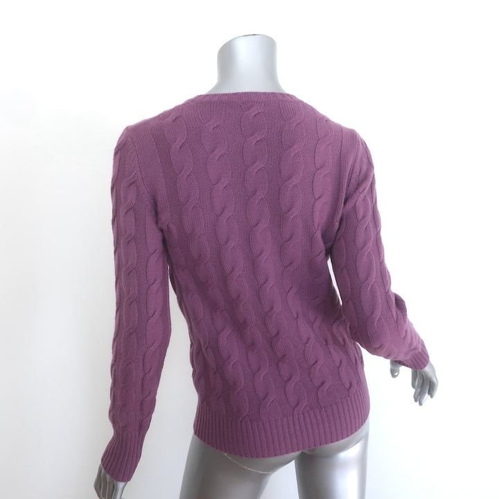 Loro Piana Baby Cashmere Cable Knit V-Neck Sweater Orchid Size 40
