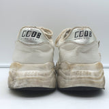 Golden Goose Running Sole Sneakers White & Silver Metallic Leather Size 38