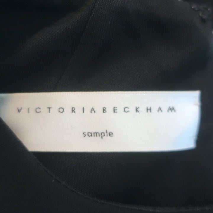 Victoria Beckham Cutout T-Shirt Dress Black Crepe Size 0 Short Sleeve Sheath