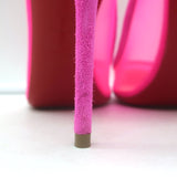 Christian Louboutin Galativi Pointed Toe Pumps Hot Pink Suede & Mesh Size 37.5