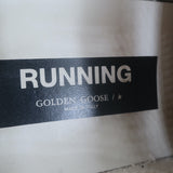Golden Goose Running Sole Sneakers White & Silver Metallic Leather Size 38