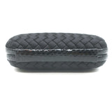 Bottega Veneta Knot Clutch Black Snakeskin-Trimmed Intrecciato Satin