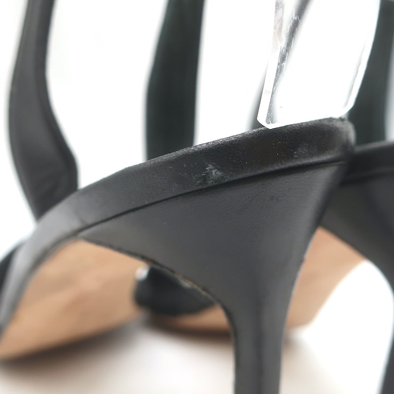 Manolo Blahnik Carolyne Metallic Laser Cut Slingback Pumps Black Size 42