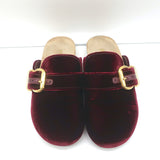 Prada Velvet Clogs Bordeaux Size 38 Flat Buckle Mules