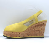 Salvatore Ferragamo Ida Cork Platform Wedge Sandals Yellow Suede Size 38.5