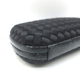 Bottega Veneta Knot Clutch Black Snakeskin-Trimmed Intrecciato Satin