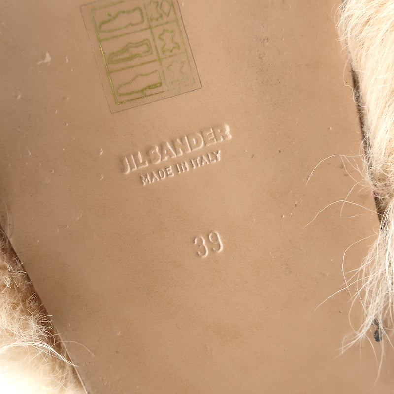 Jil Sander Toscana Shearling Slide Sandals Nude Size 39