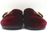 Prada Velvet Clogs Bordeaux Size 38 Flat Buckle Mules