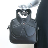 Courreges Loop Tote Bag Black Leather Small Crossbody NEW
