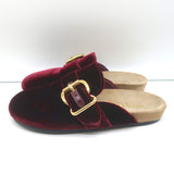 Prada Velvet Clogs Bordeaux Size 38 Flat Buckle Mules