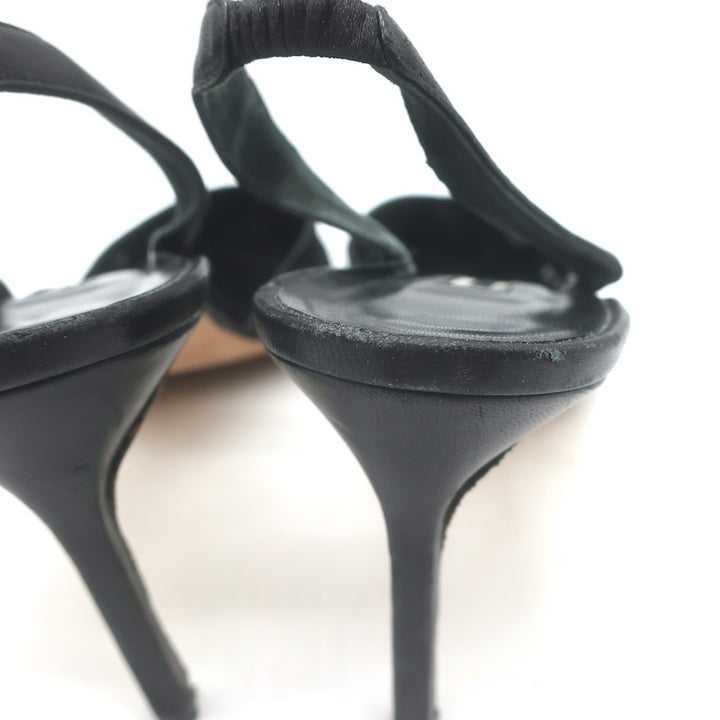 Manolo Blahnik Carolyne Metallic Laser Cut Slingback Pumps Black Size 42