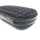 Bottega Veneta Knot Clutch Black Snakeskin-Trimmed Intrecciato Satin