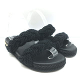 Valentino Rockstud Braided Rope Slide Sandals Black Size 38