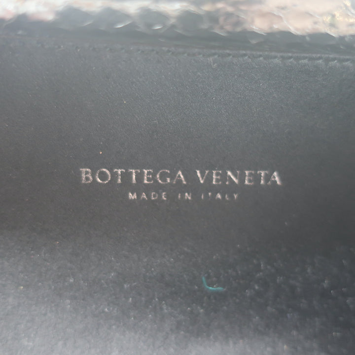 Bottega Veneta Knot Clutch Black Snakeskin-Trimmed Intrecciato Satin