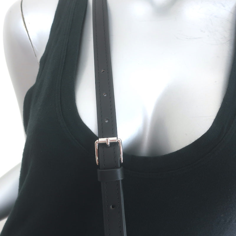 Courreges Loop Tote Bag Black Leather Small Crossbody NEW