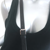 Courreges Loop Tote Bag Black Leather Small Crossbody NEW