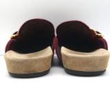 Prada Velvet Clogs Bordeaux Size 38 Flat Buckle Mules