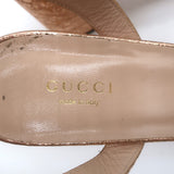 Gucci GG Marmont Ankle Strap Platform Sandals Pink Metallic Leather Size 38