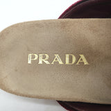 Prada Velvet Clogs Bordeaux Size 38 Flat Buckle Mules