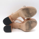 Gucci GG Marmont Ankle Strap Platform Sandals Pink Metallic Leather Size 38