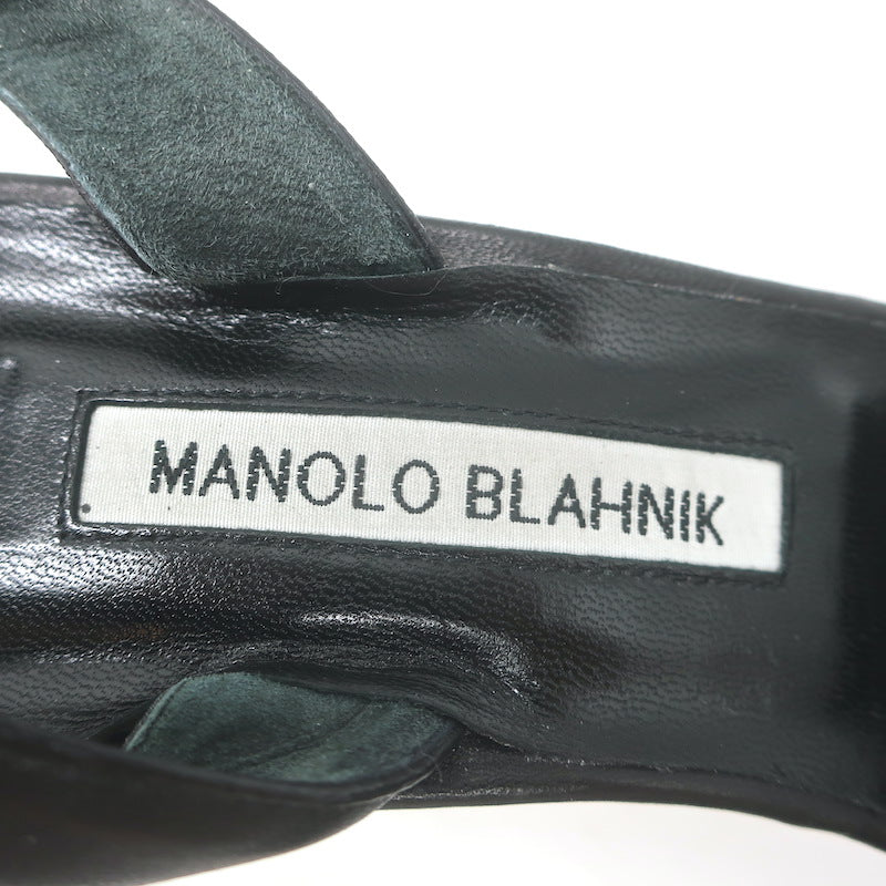 Manolo Blahnik Carolyne Metallic Laser Cut Slingback Pumps Black Size 42