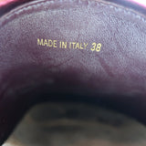 Prada Velvet Clogs Bordeaux Size 38 Flat Buckle Mules