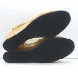 Salvatore Ferragamo Ida Cork Platform Wedge Sandals Yellow Suede Size 38.5
