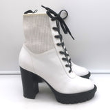 Gianvito Rossi Martis Platform Combat Boots White Leather Size 37.5